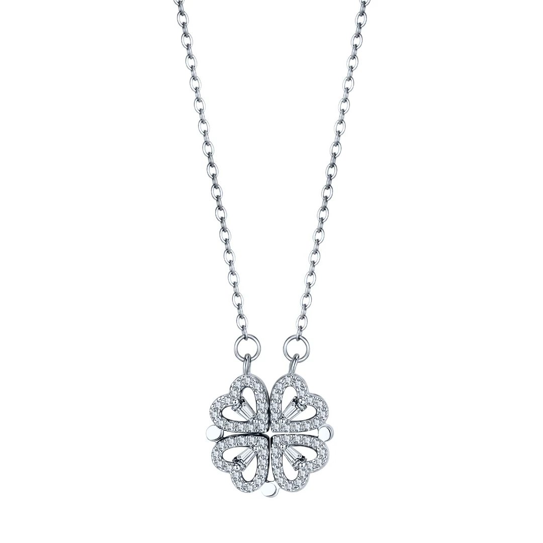3_efa499b0-8822-4c4c-8189-7021f2260cca.webp Silver Clover Hearts Necklace - Image 1
