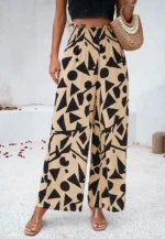 Elegant Printed Trousers Summer Loose Elastic High Waist Straight Pants For Beach Vacation Womens Clothing - Image 7