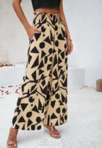 Elegant Printed Trousers Summer Loose Elastic High Waist Straight Pants For Beach Vacation Womens Clothing - Image 6