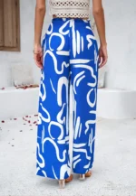 Elegant Printed Trousers Summer Loose Elastic High Waist Straight Pants For Beach Vacation Womens Clothing - Image 10